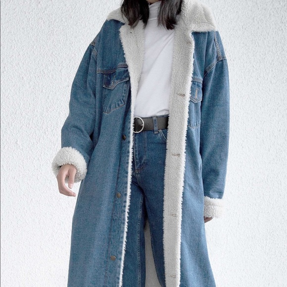 long sherpa denim jacket